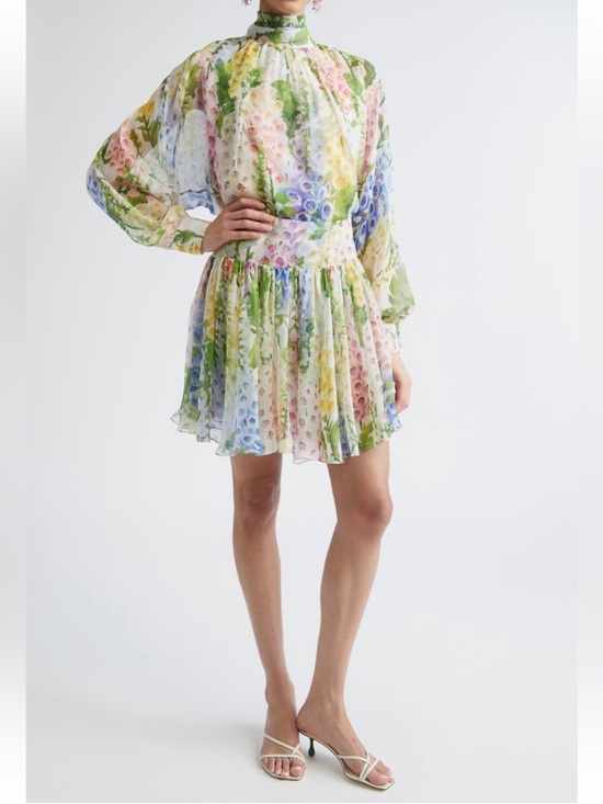 Oscar de la Renta Dresses & Skirts - Oscar de la Renta Foxglove Long Sleeve Silk Chiffon Dress